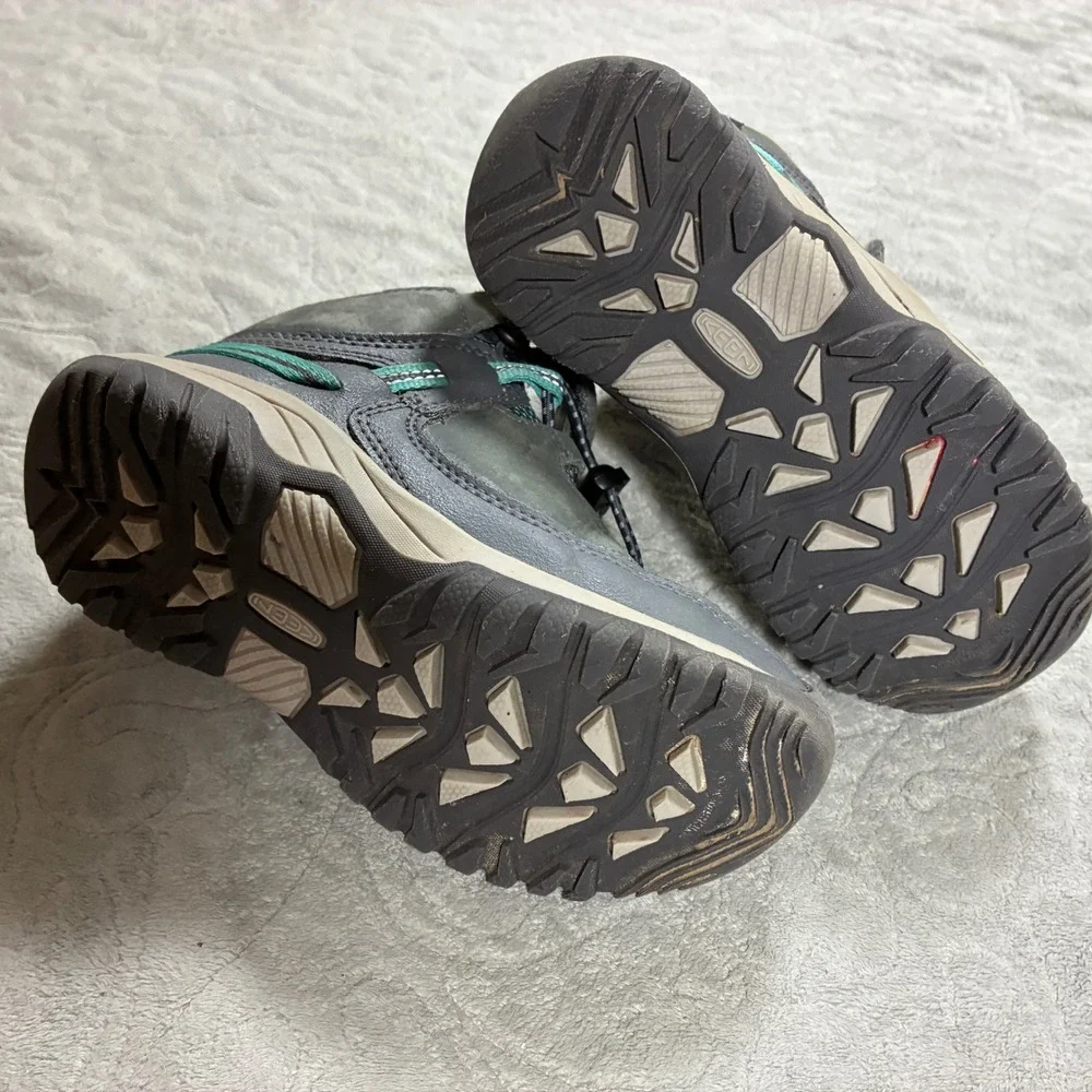 Keen Kids Waterproof Hiking Boots Size 11 Grey Teal Mid